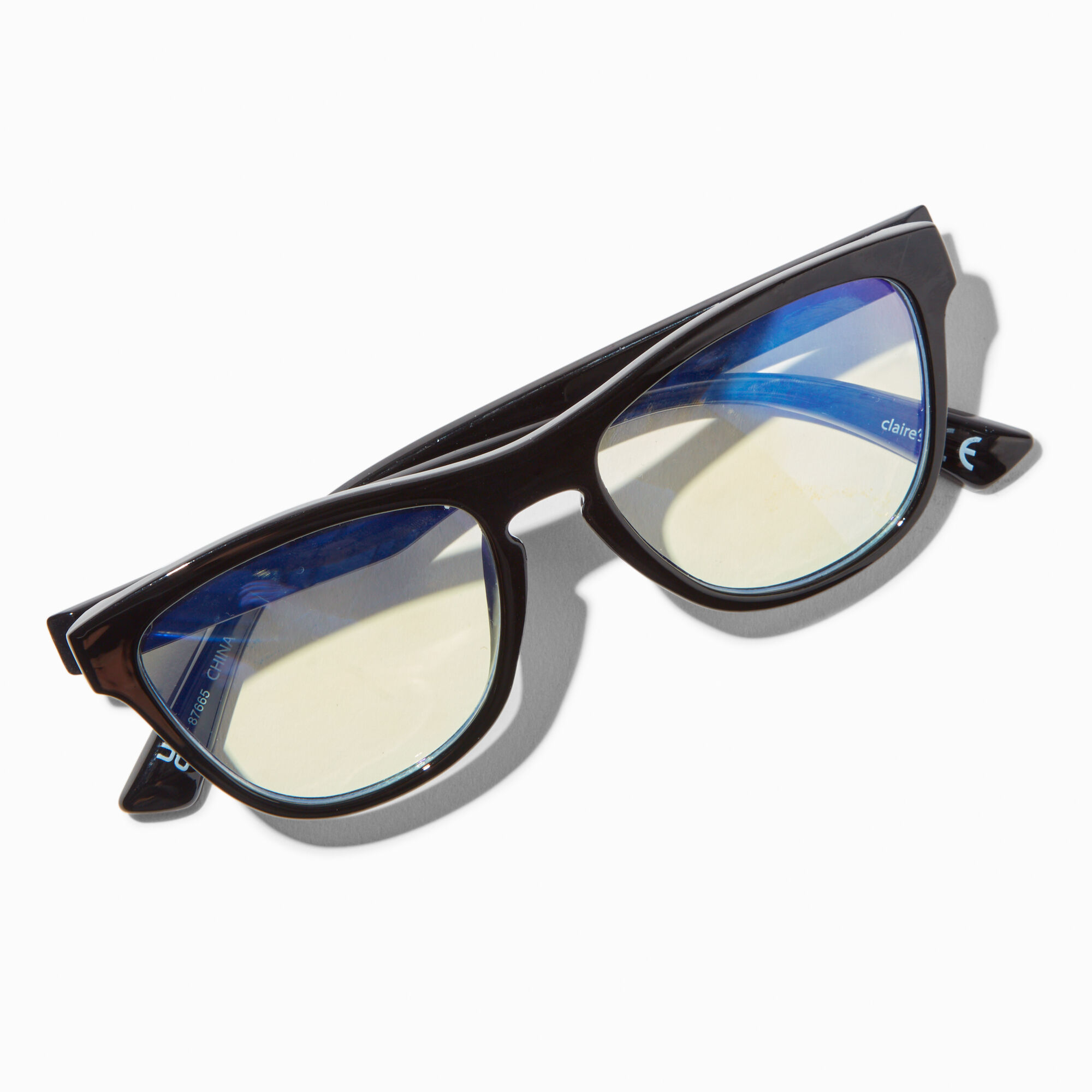 Solar Blue Light Reducing Black Retro Clear Lens Frames,