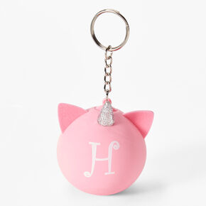 Initial Unicorn Stress Ball Keychain - Pink, H,