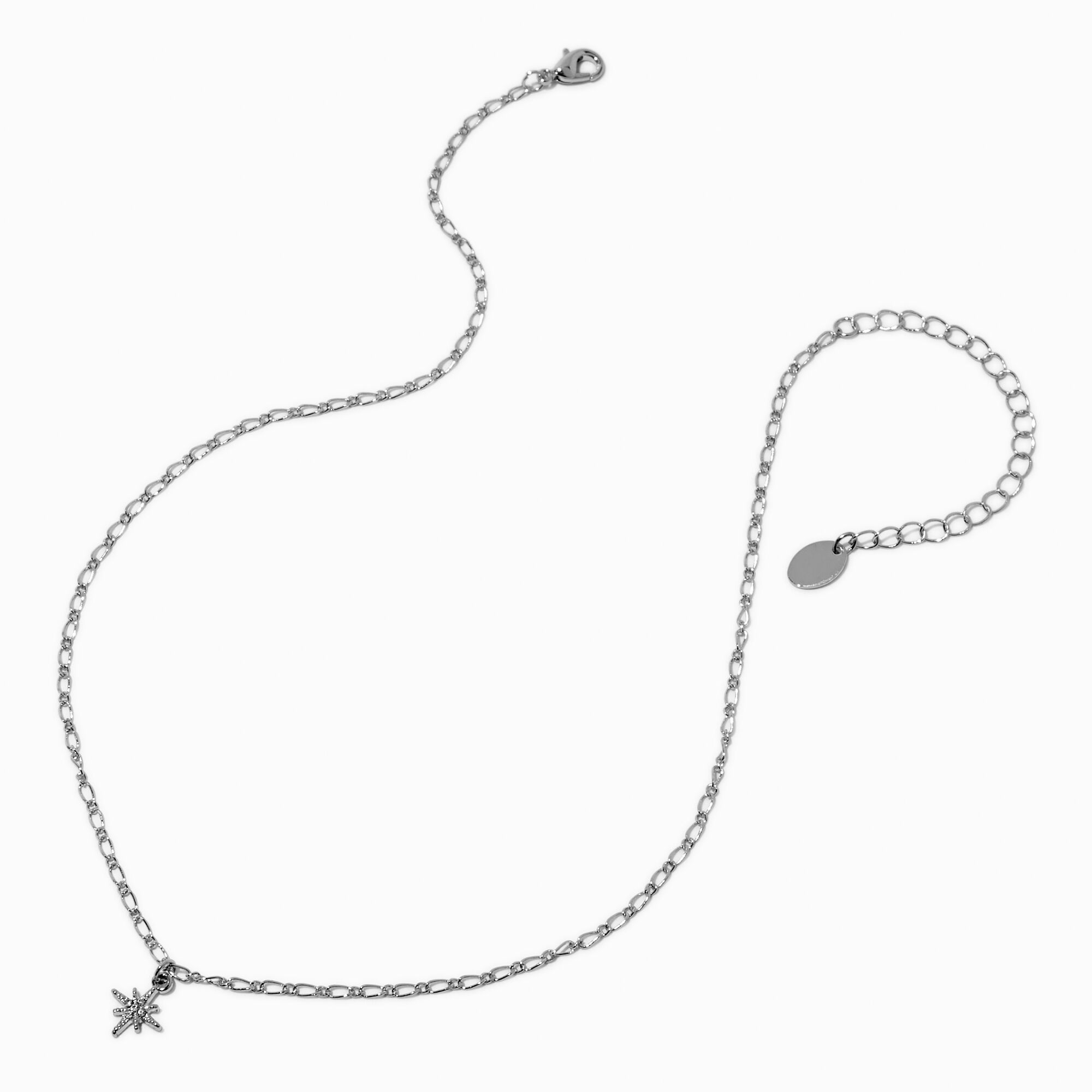 Collier à pendentif étoile rayonnante couleur argentée,
