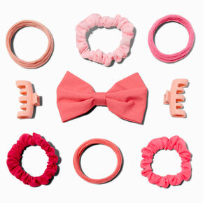 Claire&#39;s Club Pink Hair Bow &amp; Hair Tie Set - 9 Pack,