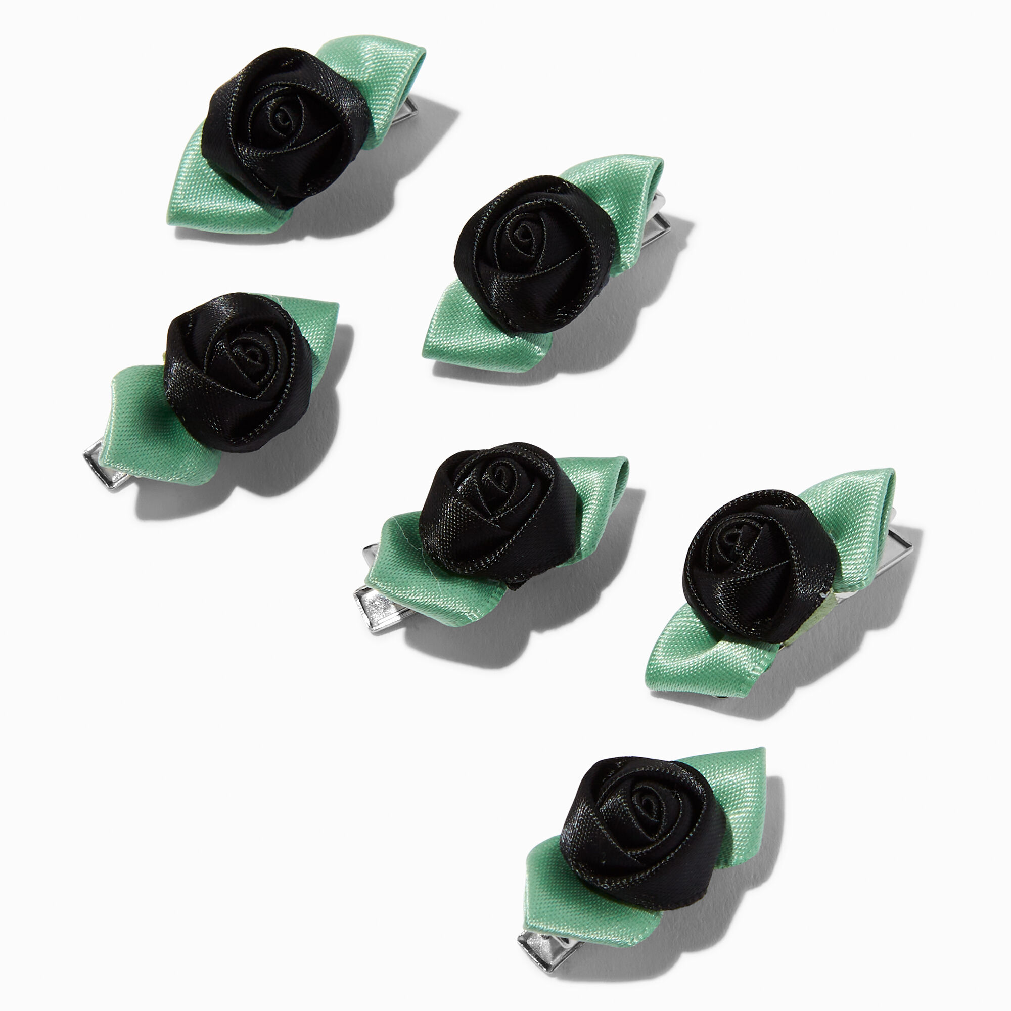 View Claires Rose Mini Hair Clips 6 Pack Black information