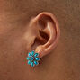 Clous d&#39;oreilles couleur argent&eacute;e cowgirl fleur turquoise d&#39;imitation,