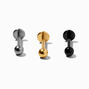 Mixed Metals Titanium 18G Flat Back Tragus Stud Earrings - 3 Pack,