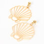 Gold 1.5&quot; Cutout Shell Drop Earrings,