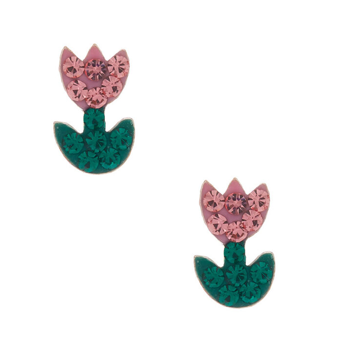 Sterling Silver Tulip Stud Earrings,