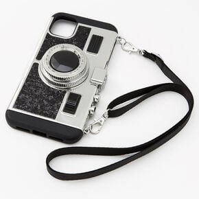 Black Glitter Camera Phone Case - Fits iPhone 11,