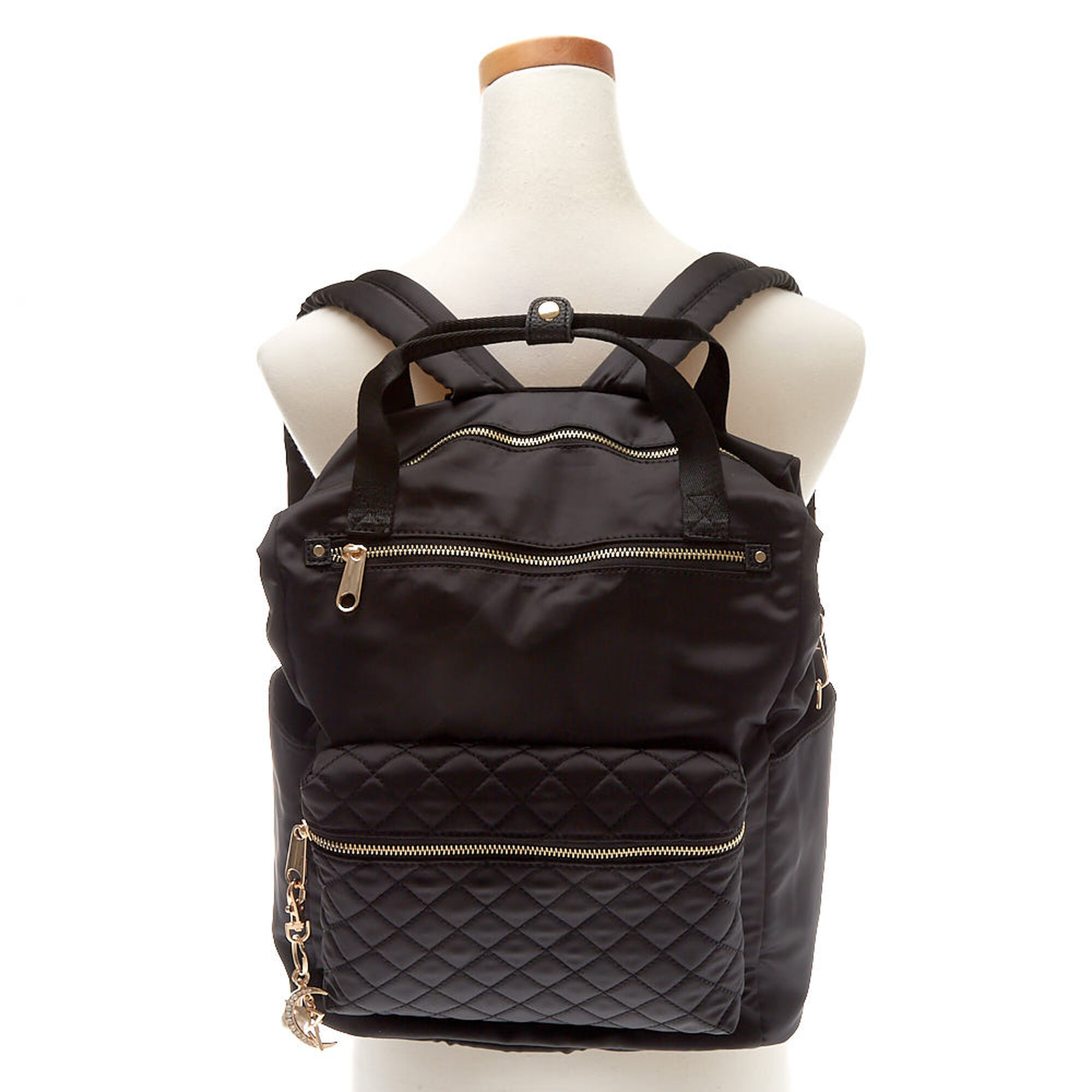 Sac à dos matelassé noir à double poignée | Claire's FR