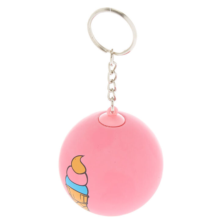Porte-cl&eacute;s balle anti-stress glace rose,