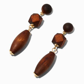 Wood Beads 3&quot; Drop Earrings ,