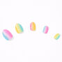 Rainbow Ombre Glitter Stiletto Press On Faux Nail Set - 24 Pack,
