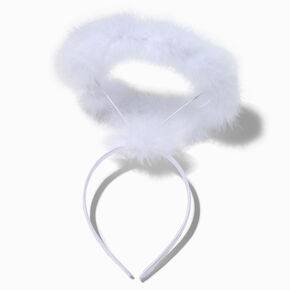White Feathery Angel Halo Headband,