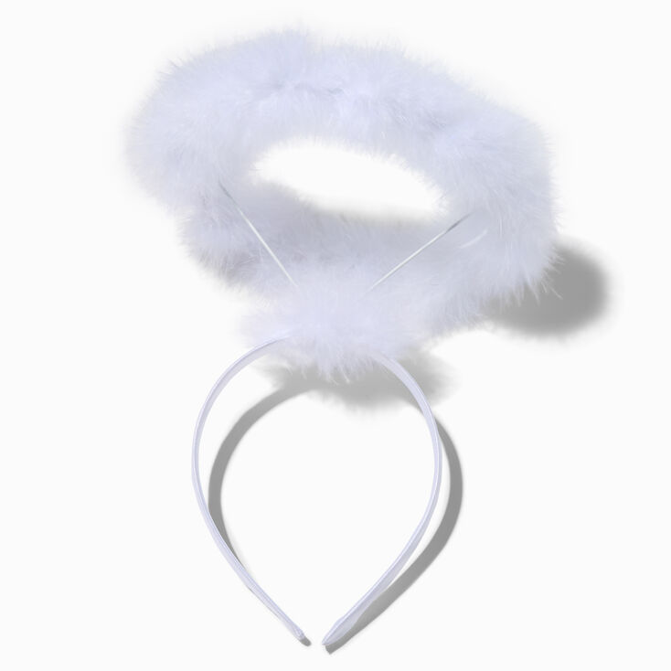 White Feathery Angel Halo Headband,