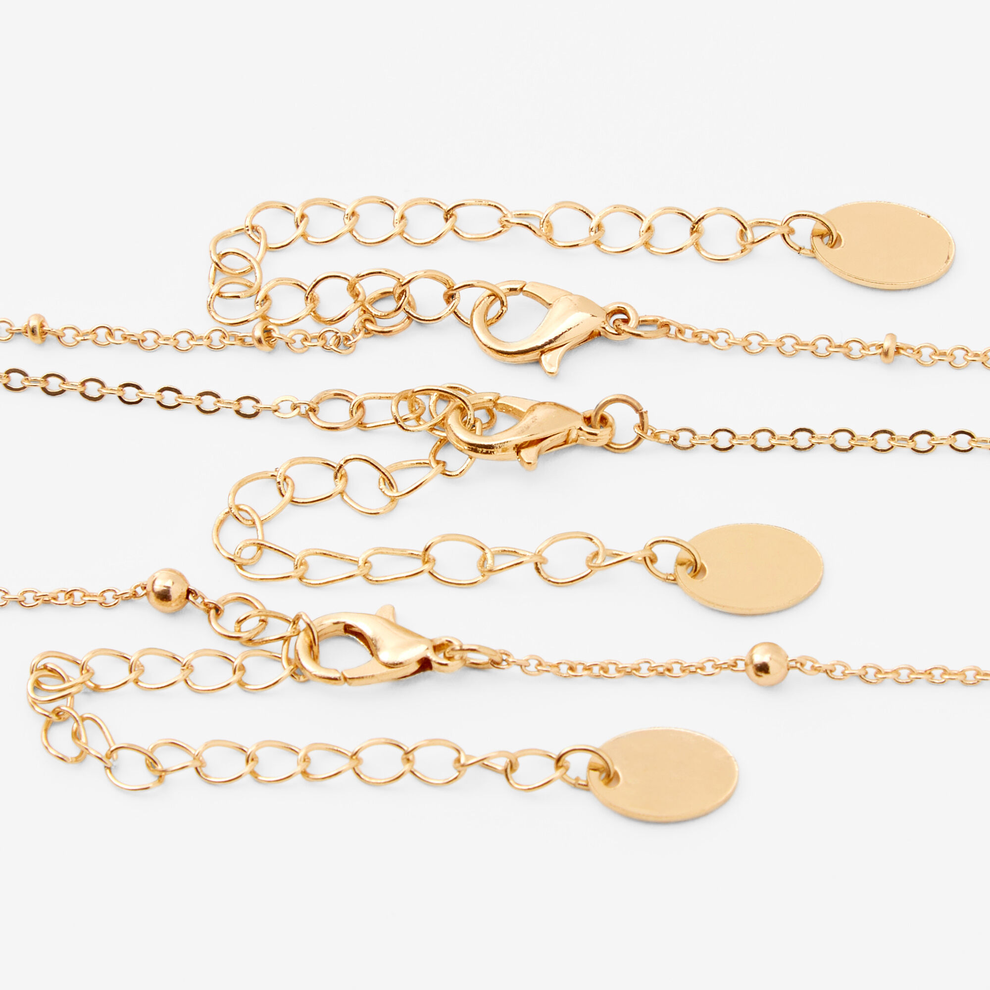Gold Sand Dollar Pendant & Shell Choker Necklaces - 3 Pack,