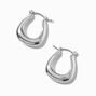 Silver-tone Rounded Square 15MM Hoop Earrings,