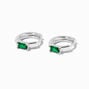 Emerald Green Cubic Zirconia 10MM Huggie Hoop Earrings,