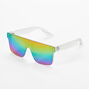 Bright Rainbow Fade Shield Sunglasses - White,