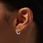 Silver-tone Cubic Zirconia 10mm Stacked Huggie Hoop Earrings,