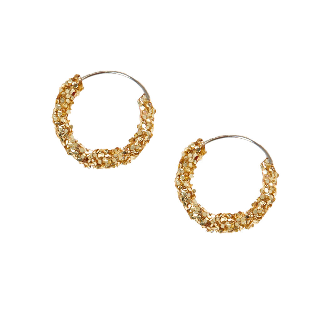 Gold glitter best sale hoop earrings