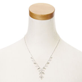 Silver Iris &amp; Leaf Necklace &amp; Drop Earrings Set - 2 Pack,