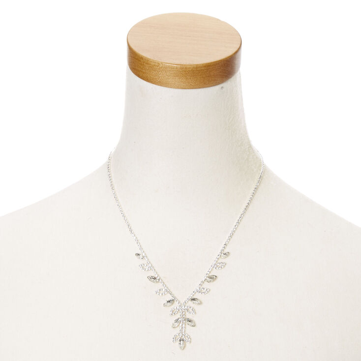 Silver Iris &amp; Leaf Necklace &amp; Drop Earrings Set - 2 Pack,