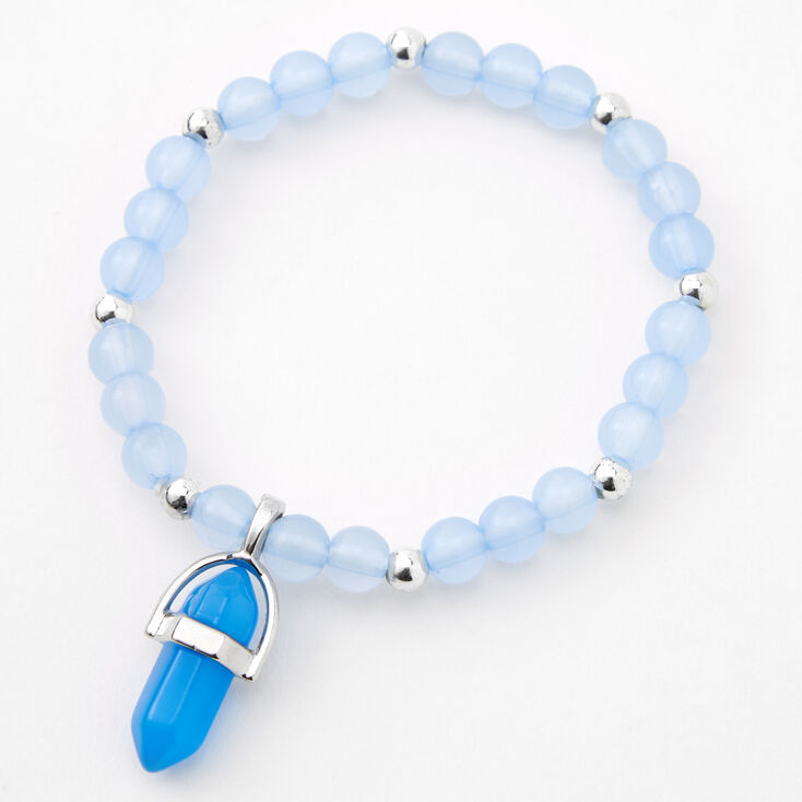 Blue Glow In The Dark Mystical Gem Beaded Stretch Bracelet,