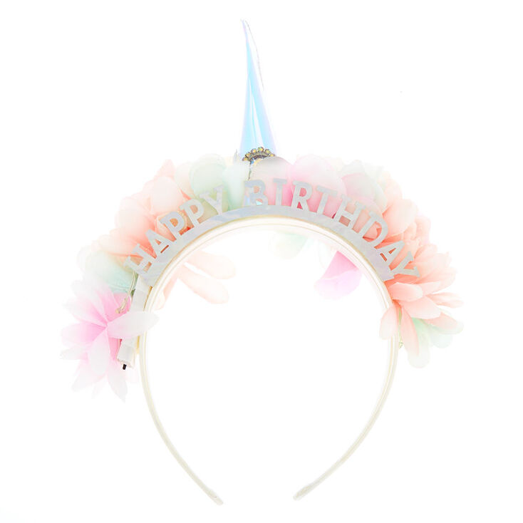 Light Up Unicorn Flower Birthday Headband,