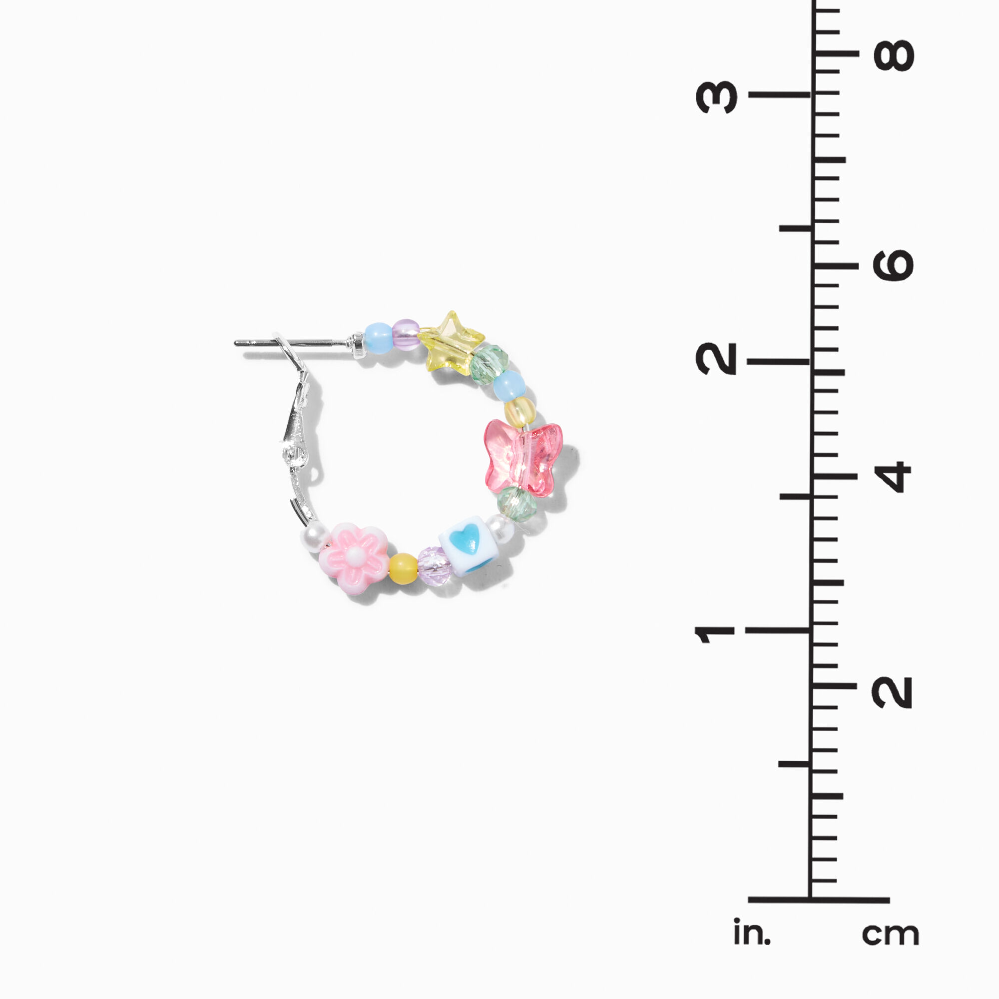 Mixed Beaded Hoop Earrings ,