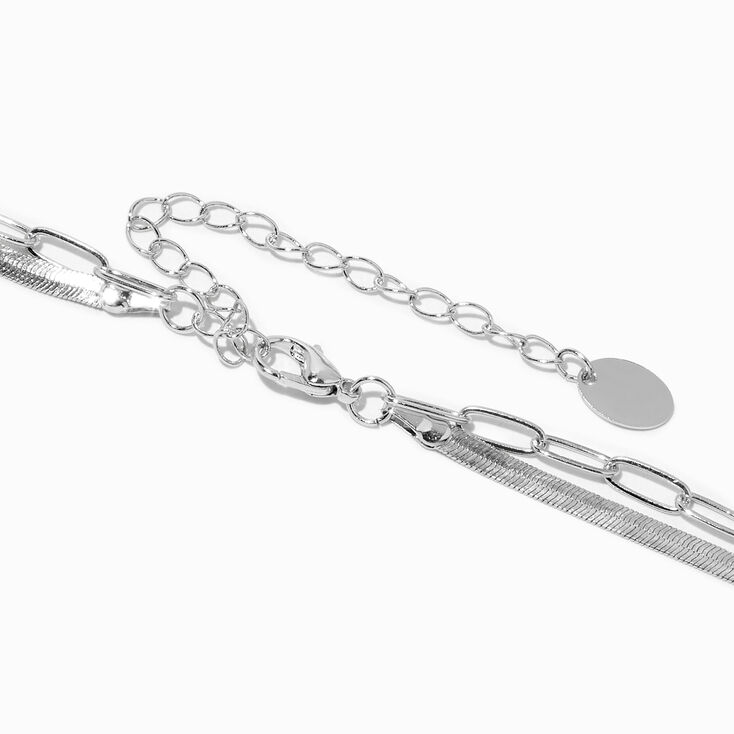 Silver Paperclip &amp; Woven Multi-Strand Necklace,