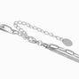 Silver Paperclip &amp; Woven Multi-Strand Necklace,