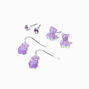 Silver 1&#39;&#39; Glow In The Dark Purple Gummy Bears&reg; Earrings Set - 3 Pack,