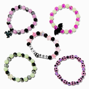 Halloween Creepville Glow in the Dark Beaded Stretch Bracelets - 5 Pack,