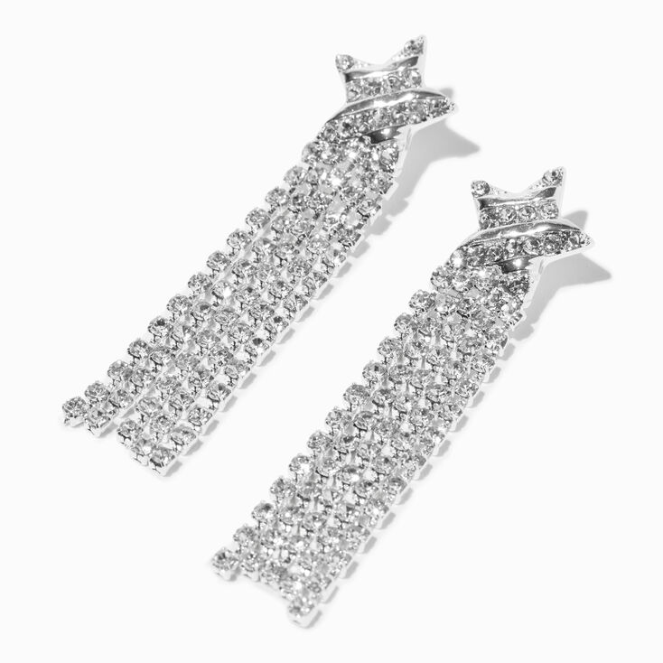 Silver Star Chains 2&quot; Drop Earrings,