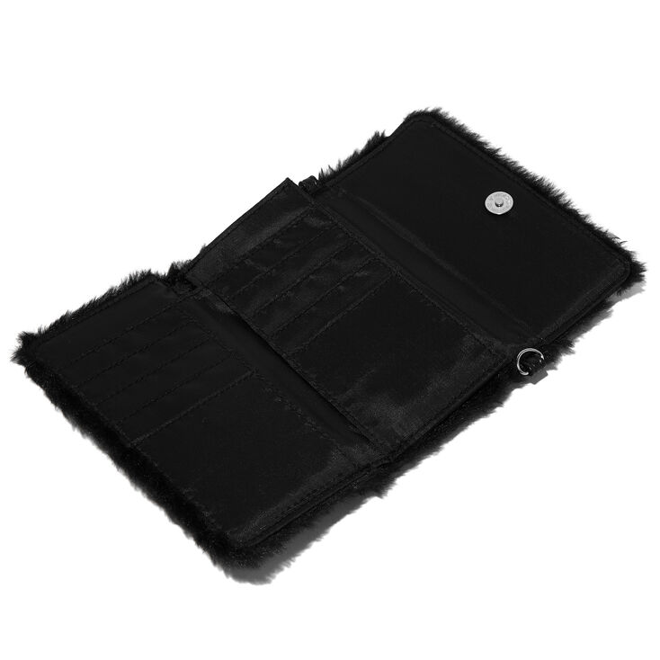 Black Cat Furry Crossbody Wallet,