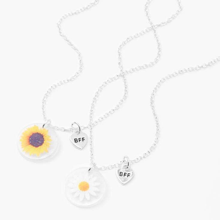 Best Friends Silver Flower Necklaces - 2 Pack,