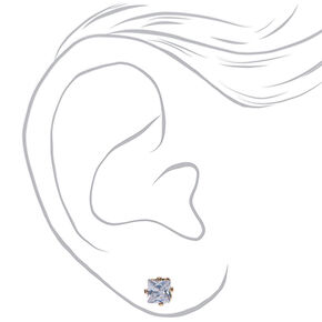 Rose Gold-tone Cubic Zirconia 5mm Square Stud Earrings,