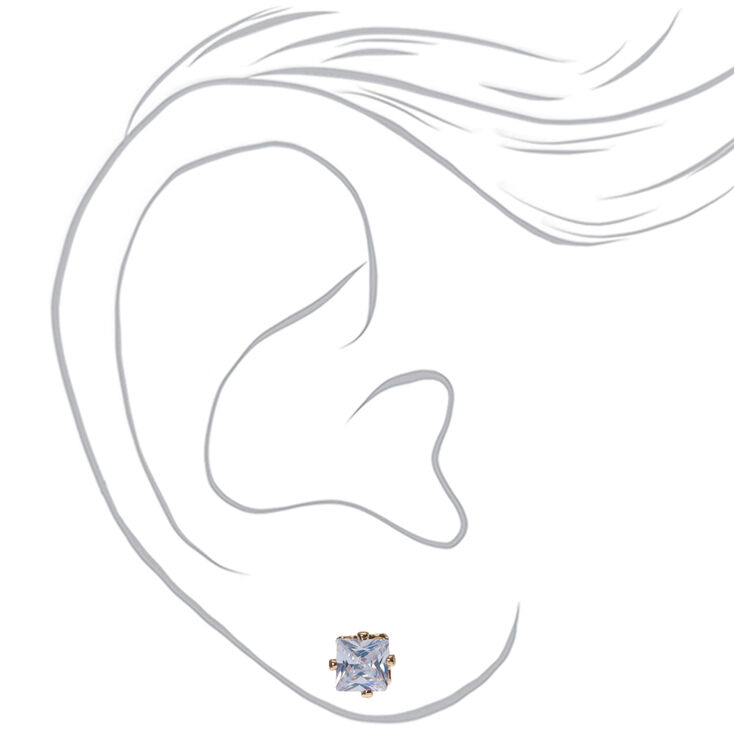 Rose Gold-tone Cubic Zirconia 5mm Square Stud Earrings,