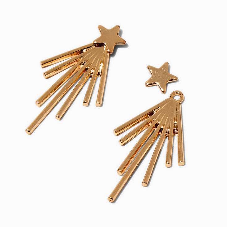 Gold-tone Front &amp; Back Star Burst Earrings,