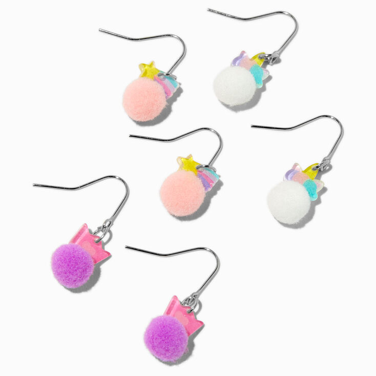 Pendantes 1,5&nbsp;cm princesse &agrave; pompons - Lot de 3,