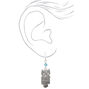 Silver 1.5&quot; Beaded Owl Drop Earrings - Turquoise,