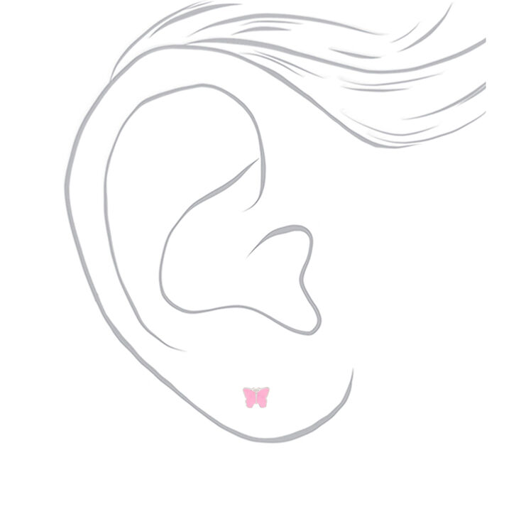 Butterfly Stud Earrings - Pink,