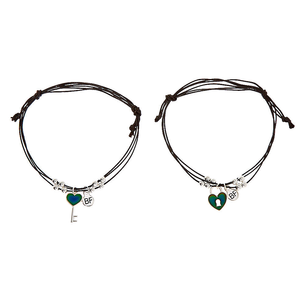 Mood Lock & Key Adjustable Friendship Bracelets - 2 Pack,