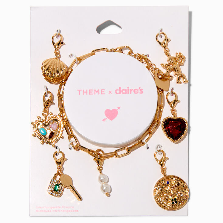 T H E M E x Claire&#39;s Gold-tone Gem Charm Bracelet,