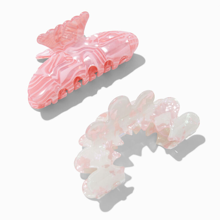 Pink Wavy Mixed Hair Claws - 2 Pack,