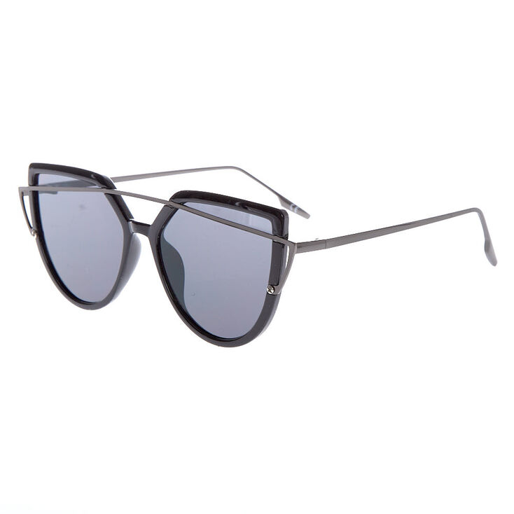Claire's Lunettes de soleil aviateur noires avec ailes et barre aux sourcils