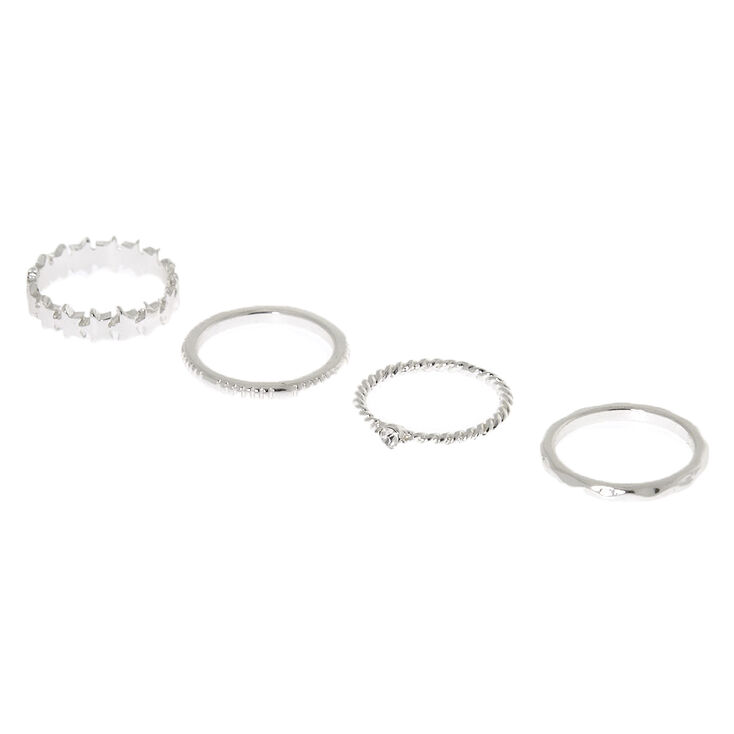 Silver Star Rings - 4 Pack,