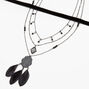 Black Filigree &amp; Feather Multi-Strand Necklace &amp; Choker Set - 2 Pack,