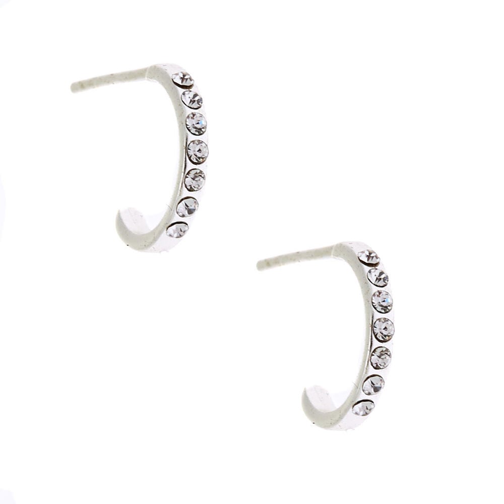 ICYROSE 925 Sterling Silver Multicolored Crystal Peace Sign Dangling Hoop Earrings 24524