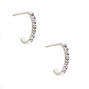 C LUXE by Claire&#39;s Sterling Silver Crystal Half Hoop Earrings,