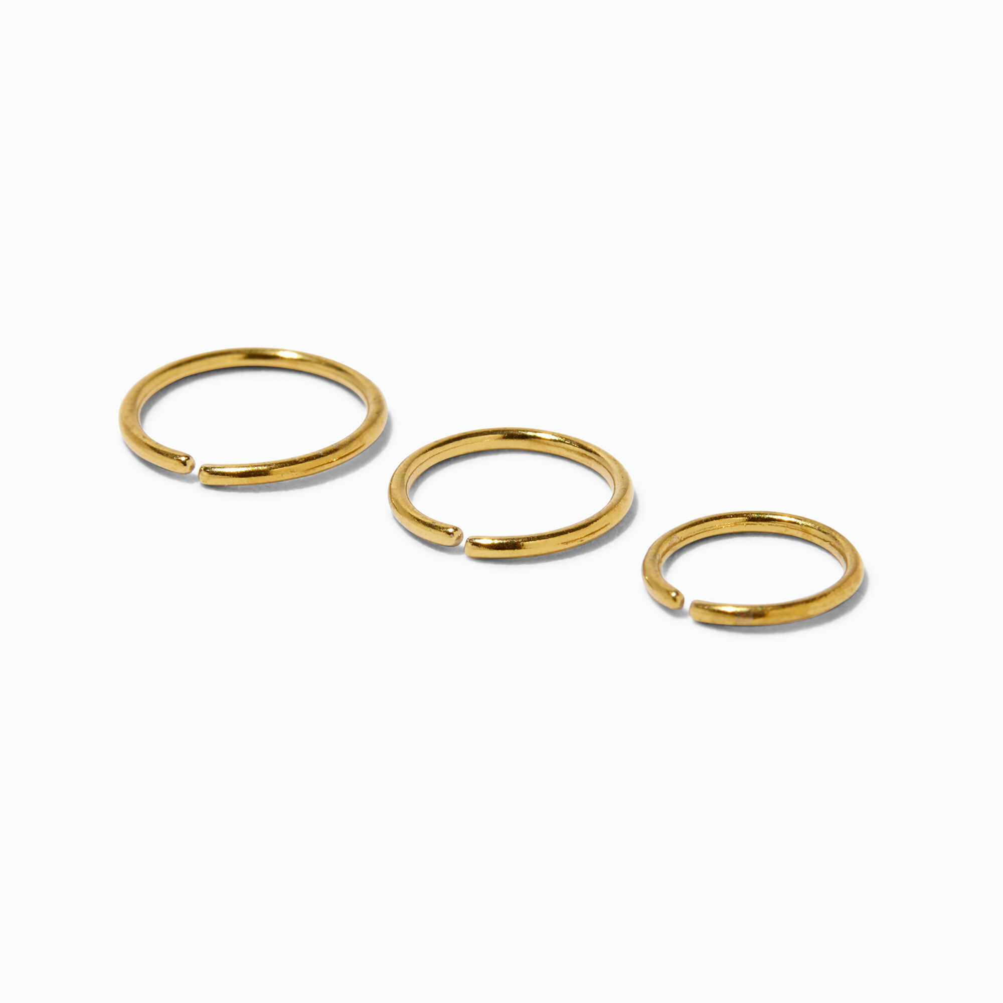 View Claires Tone 20G Mixed Nose Hoops 3 Pack Gold information