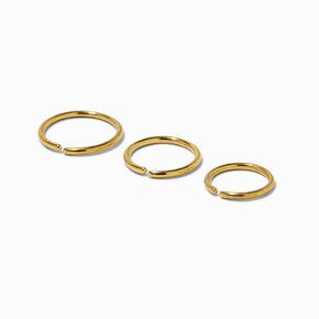 20G Gold-tone Stainless Steel Mixed Nose Hoops - 3 Pack,